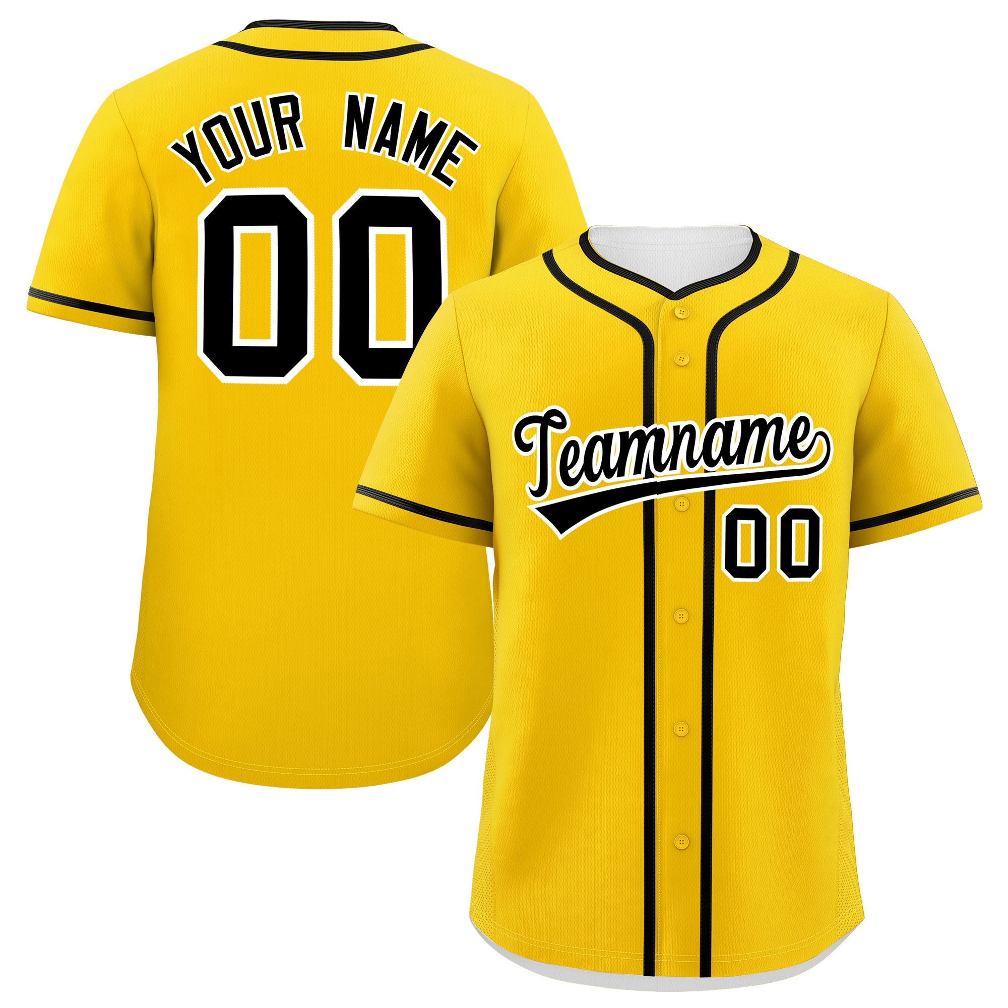 Custom Gold Black Personalized Classic Authentic Baseball Jersey