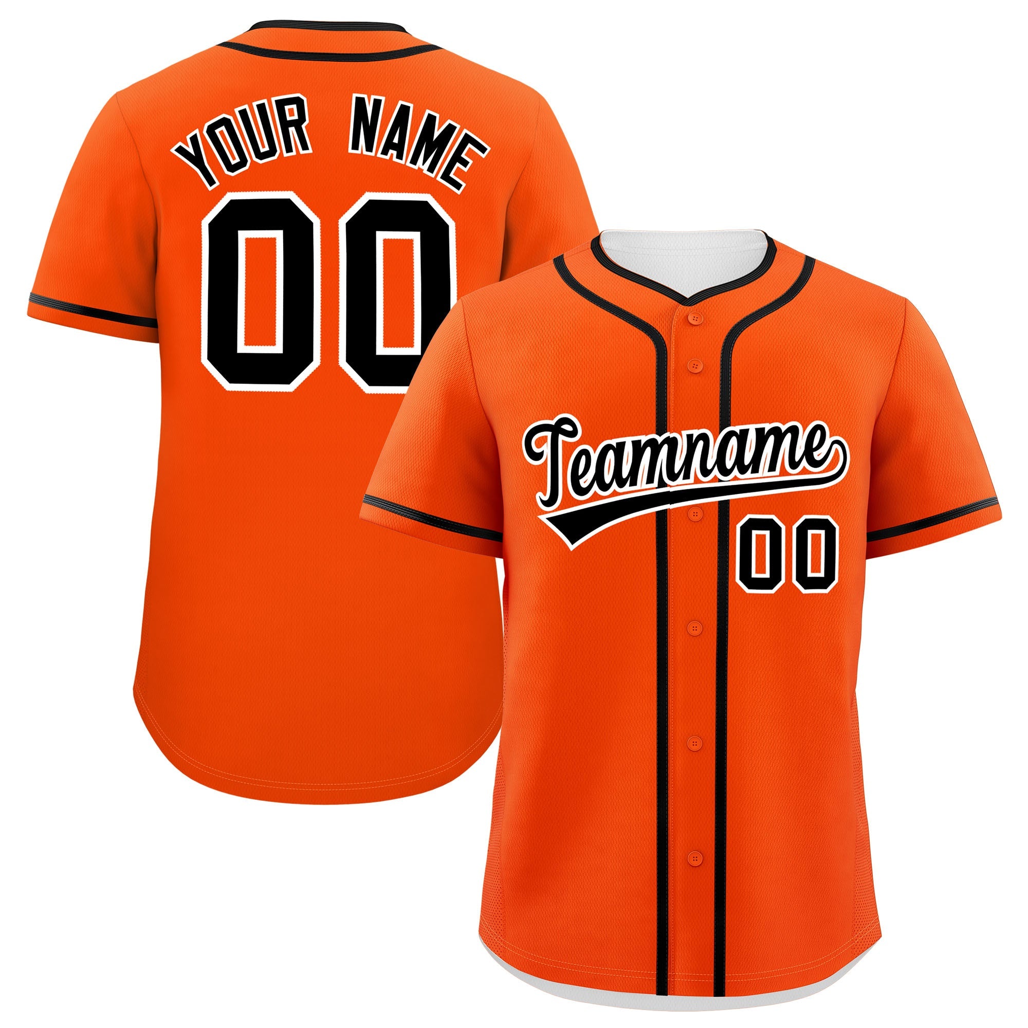 Custom Orange Black Personalized Classic Authentic Baseball Jersey