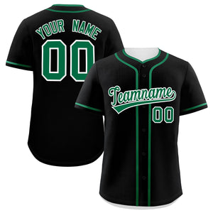 Custom Black Kelly Green Personalized Classic Authentic Baseball Jersey