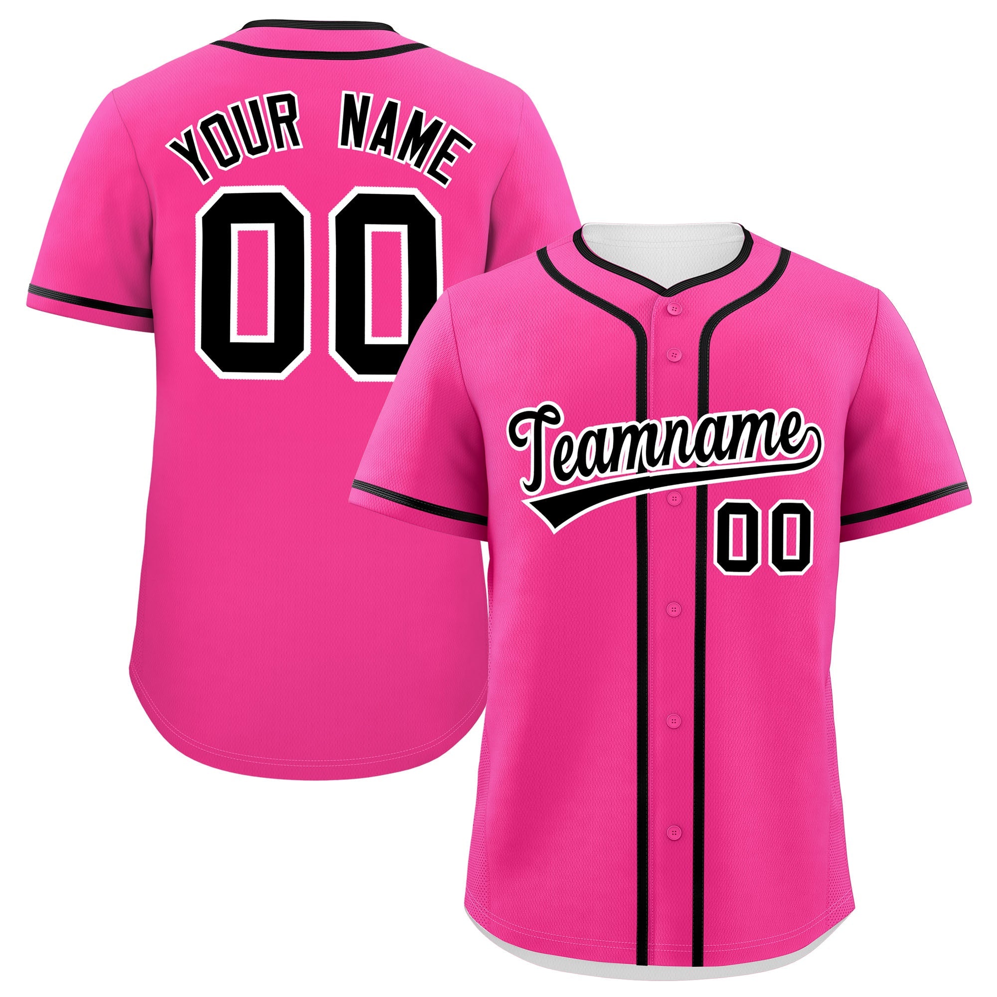 Custom Pink Black Personalized Classic Authentic Baseball Jersey