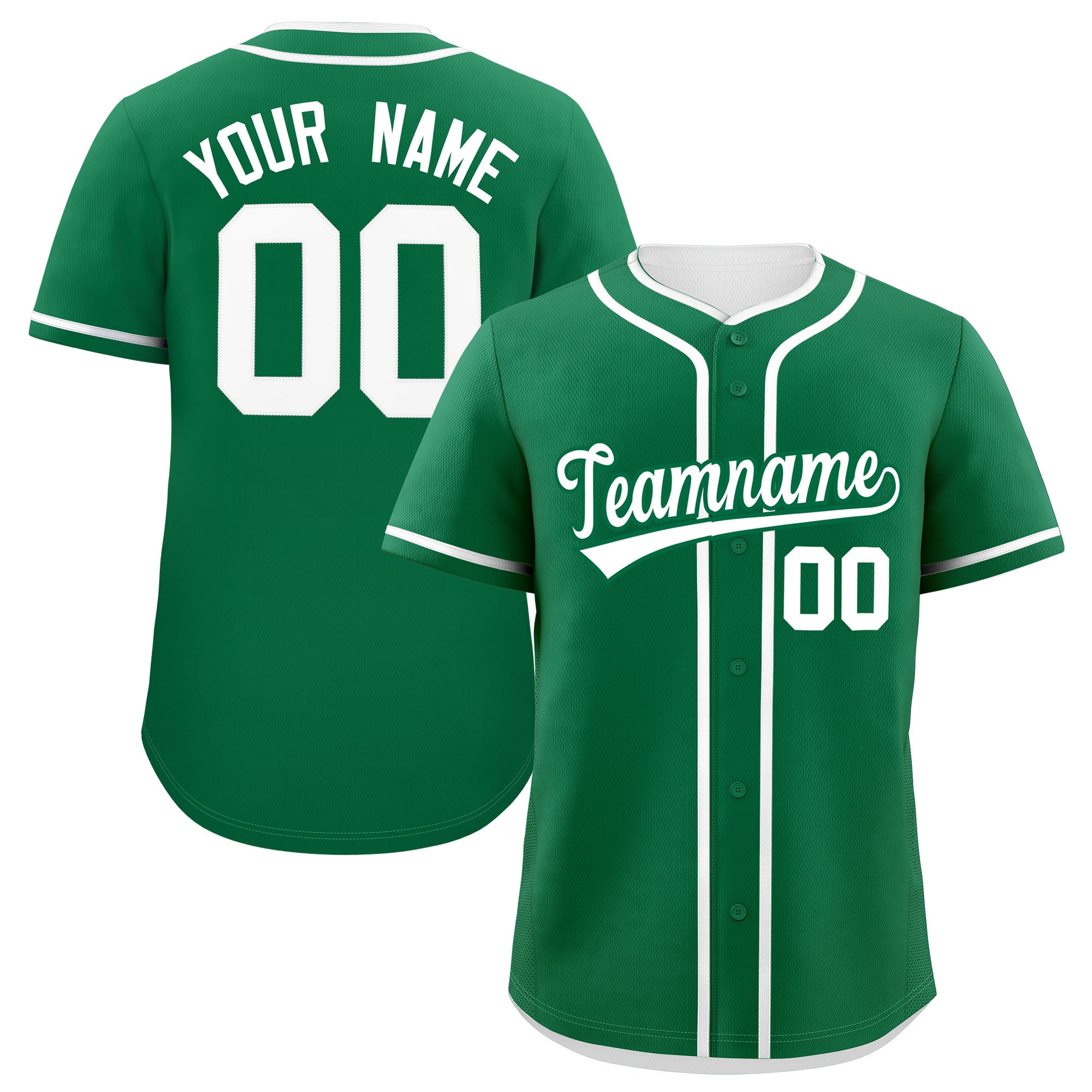 Custom Kelly Green White Personalized Classic Authentic Baseball Jersey