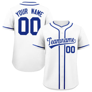 Custom White Royal Personalized Classic Authentic Baseball Jersey