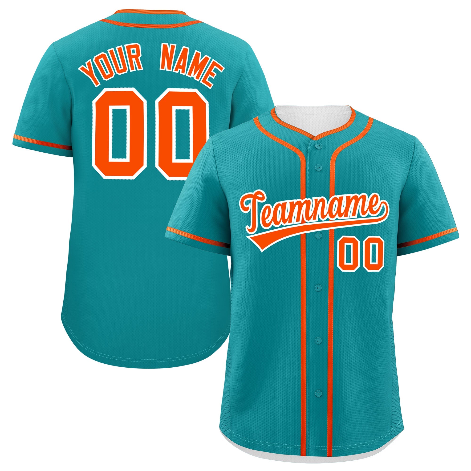 Custom Aqua Orange Personalized Classic Authentic Baseball Jersey