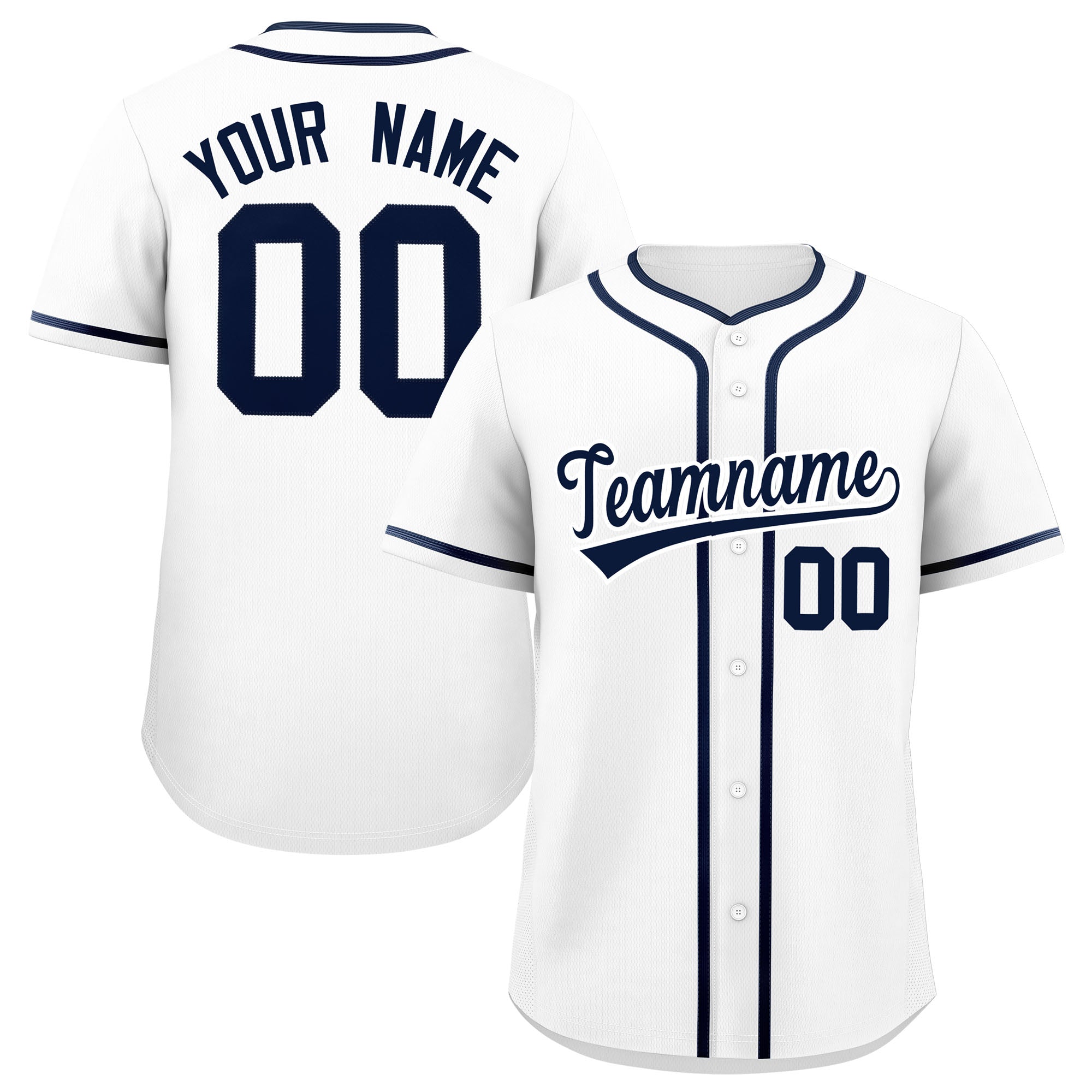 Custom White Navy Personalized Classic Authentic Baseball Jersey