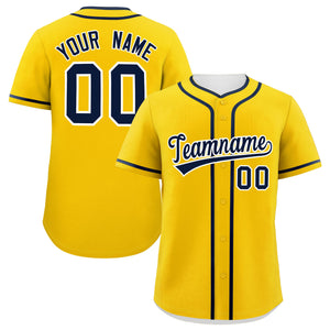 Custom Gold Navy Personalized Classic Authentic Baseball Jersey