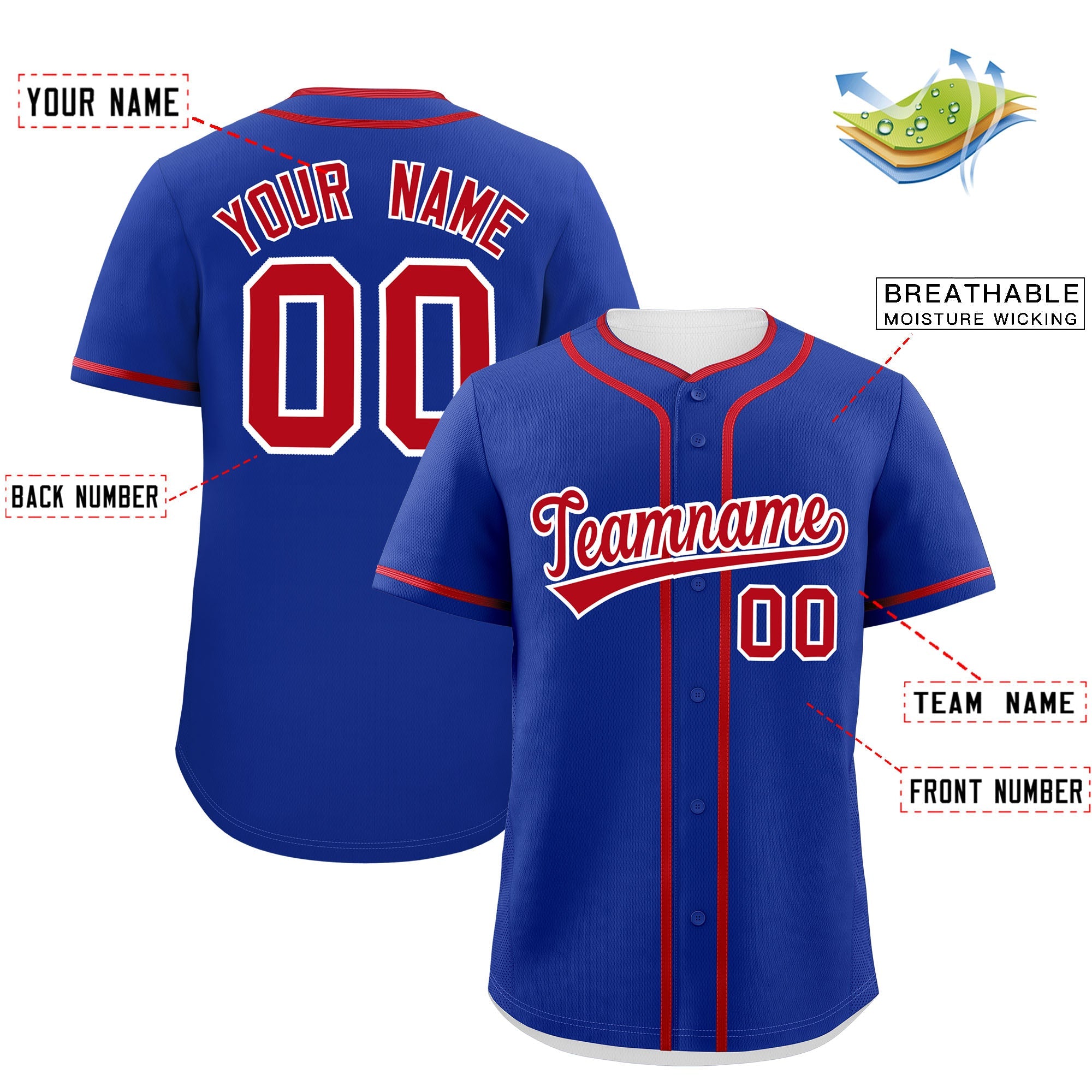 Custom Royal Red Personalized Classic Authentic Baseball Jersey