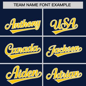 Custom Navy Gold Personalized Classic Authentic Baseball Jersey