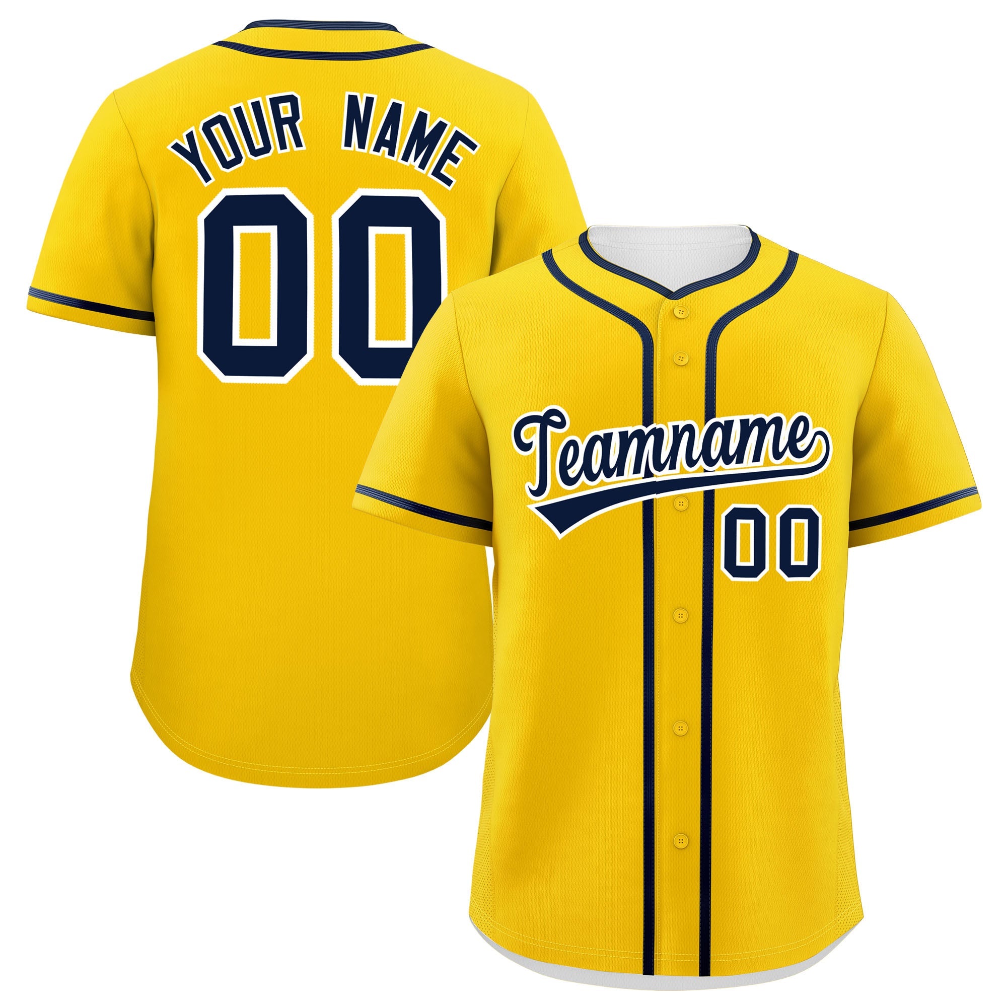 Custom Gold Navy Personalized Classic Authentic Baseball Jersey