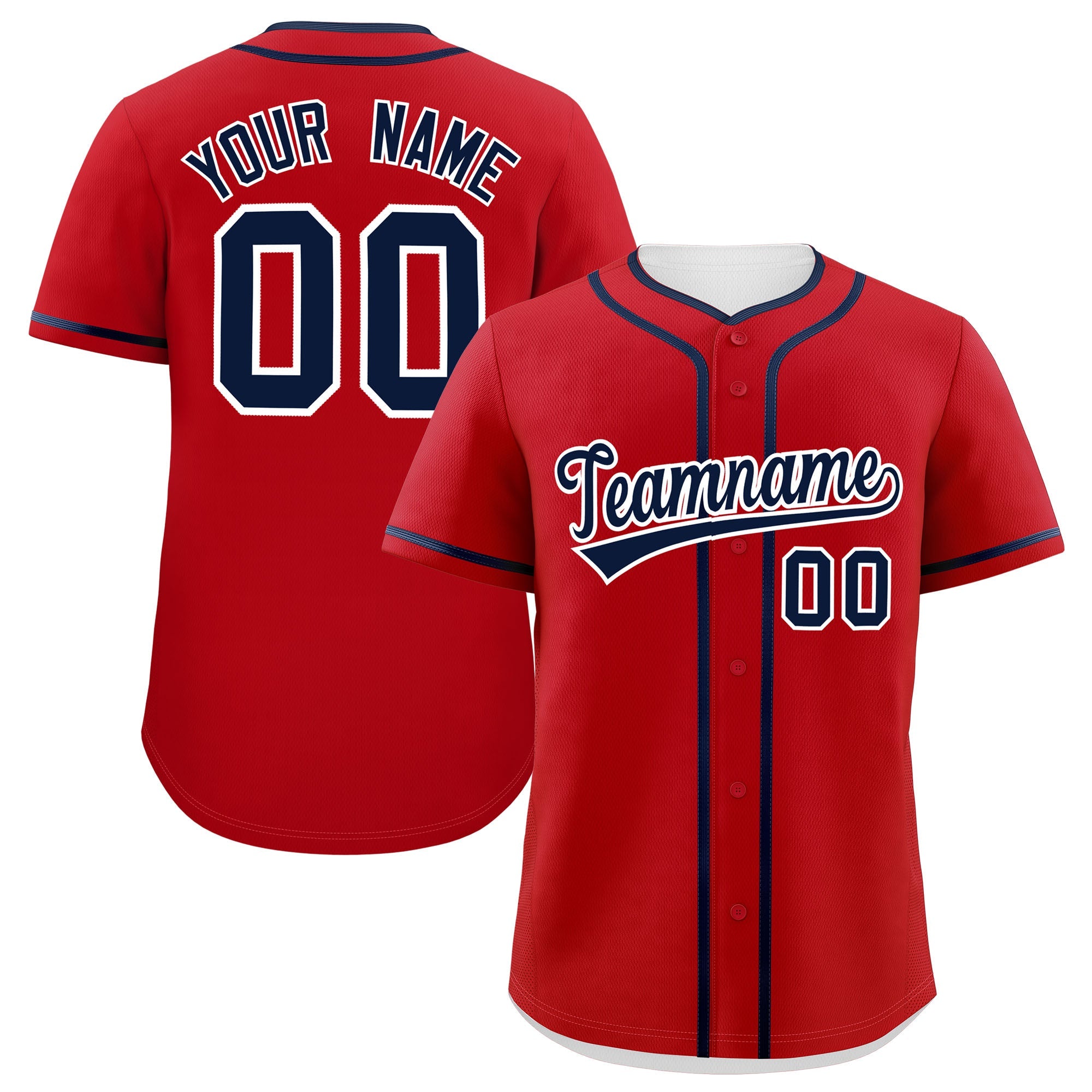 Custom Red Navy Personalized Classic Authentic Baseball Jersey