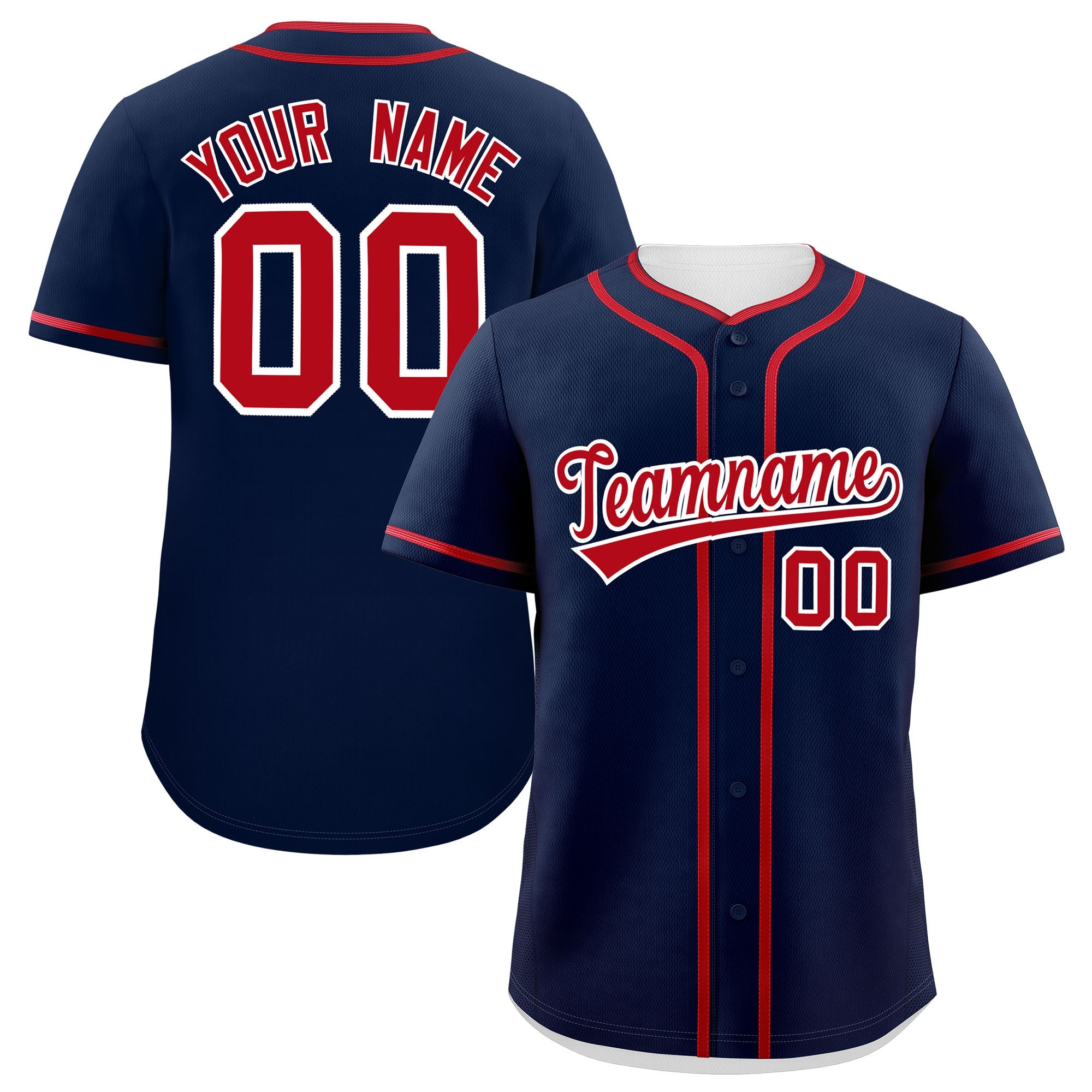 Custom Navy Red Personalized Classic Authentic Baseball Jersey