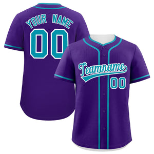 Custom Purple Teal Personalized Classic Authentic Baseball Jersey