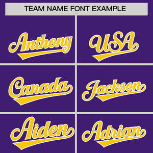 Custom Purple Gold Personalized Classic Authentic Baseball Jersey