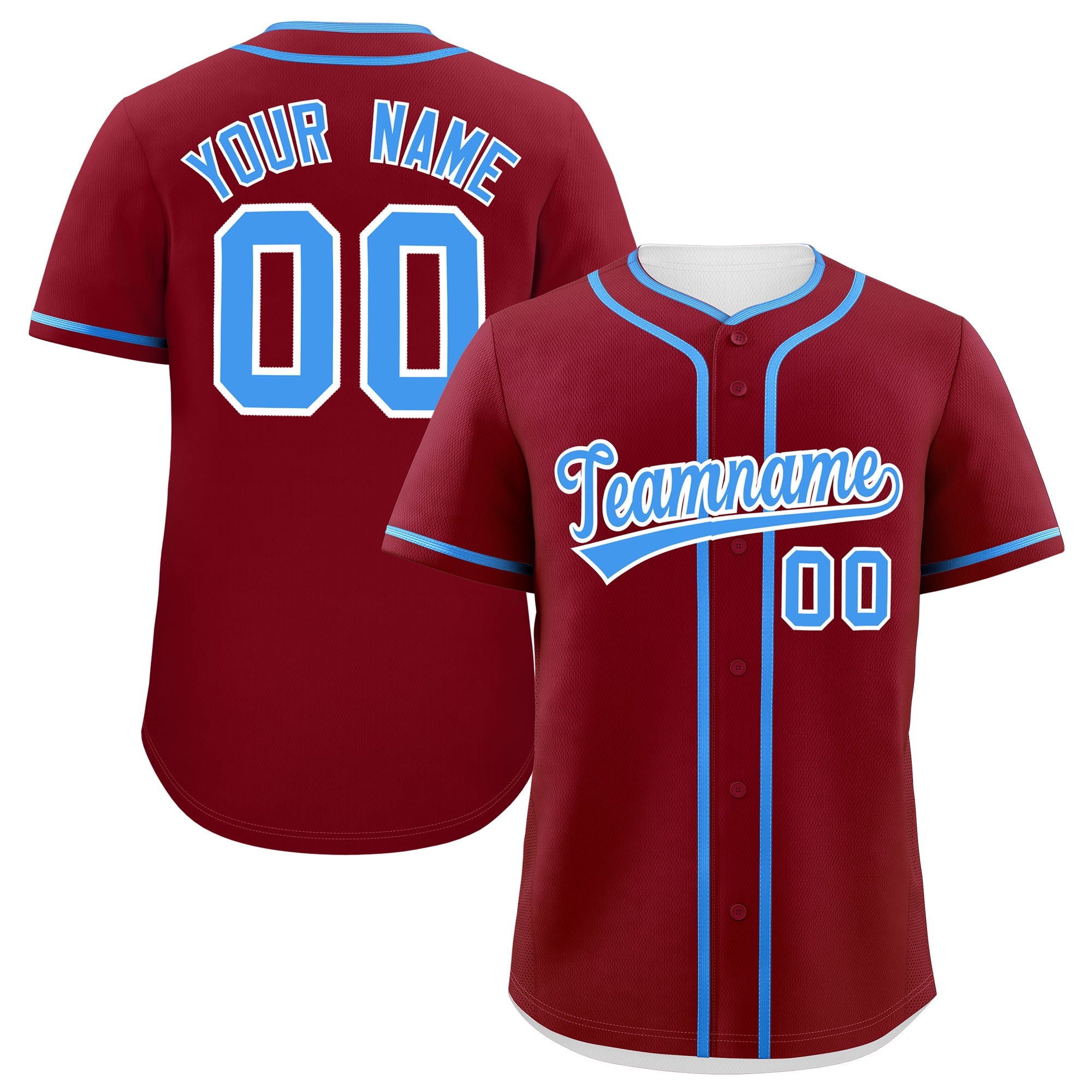 Custom Crimson Powder Blue Personalized Classic Authentic Baseball Jersey