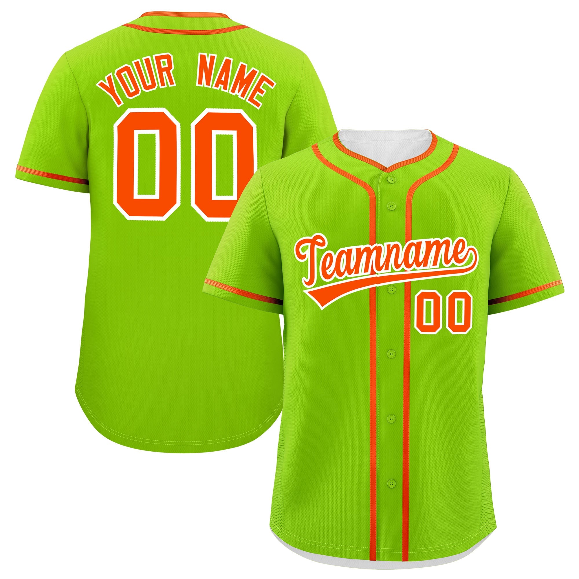 Custom Neon Green Orange Personalized Classic Authentic Baseball Jersey