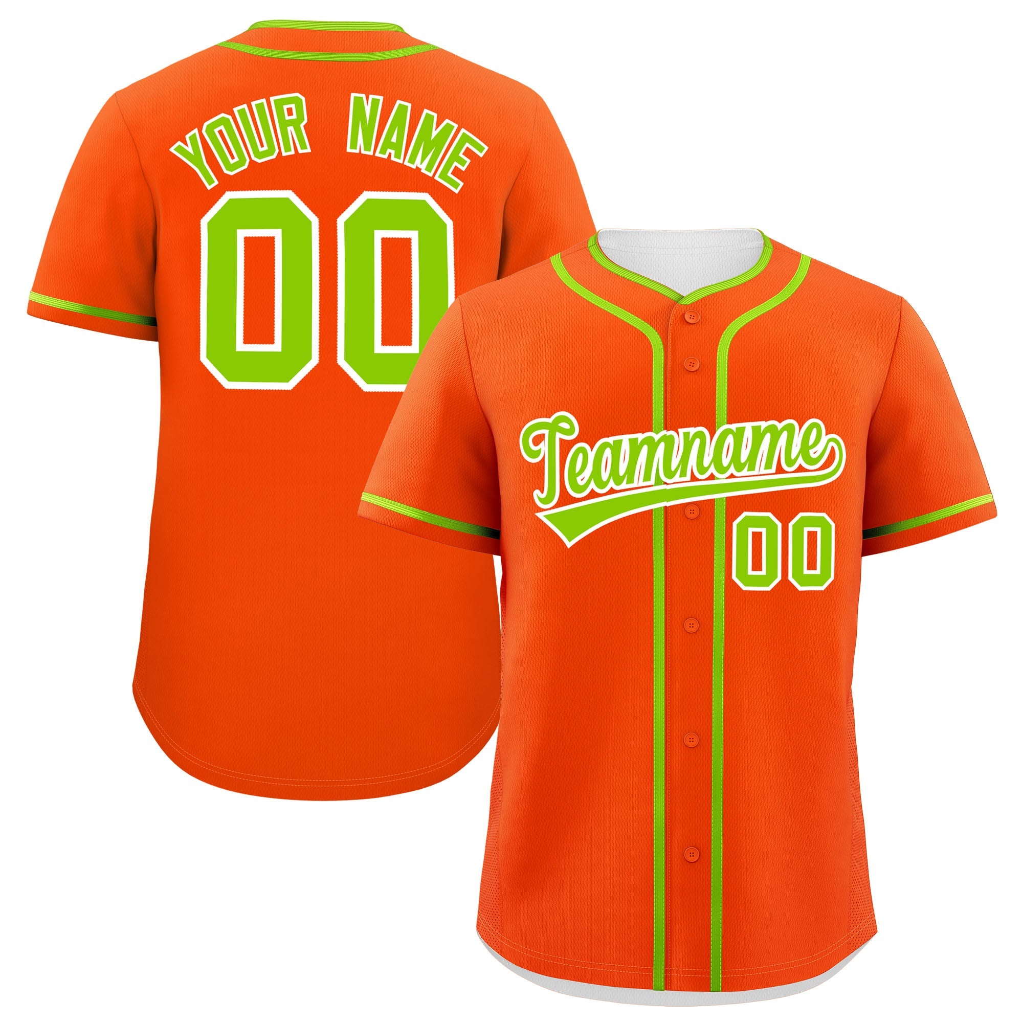 Custom Orange Neon Green Personalized Classic Authentic Baseball Jersey