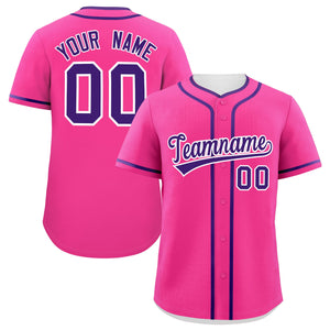 Custom Pink Purple Personalized Classic Authentic Baseball Jersey