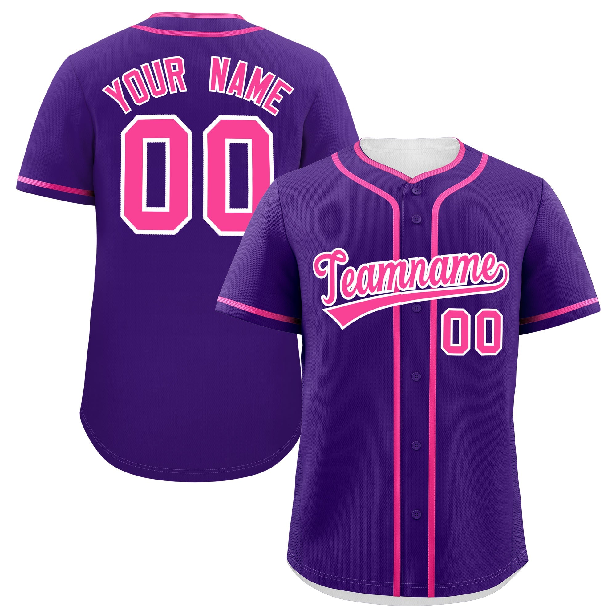 Custom Purple Pink Personalized Classic Authentic Baseball Jersey