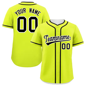 Custom Neon Green Black Personalized Classic Authentic Baseball Jersey