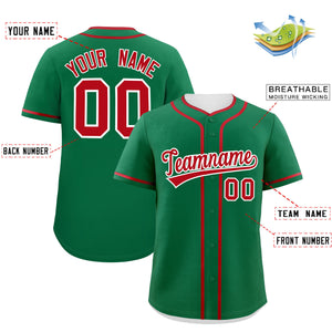 Custom Kelly Green Red Personalized Classic Authentic Baseball Jersey