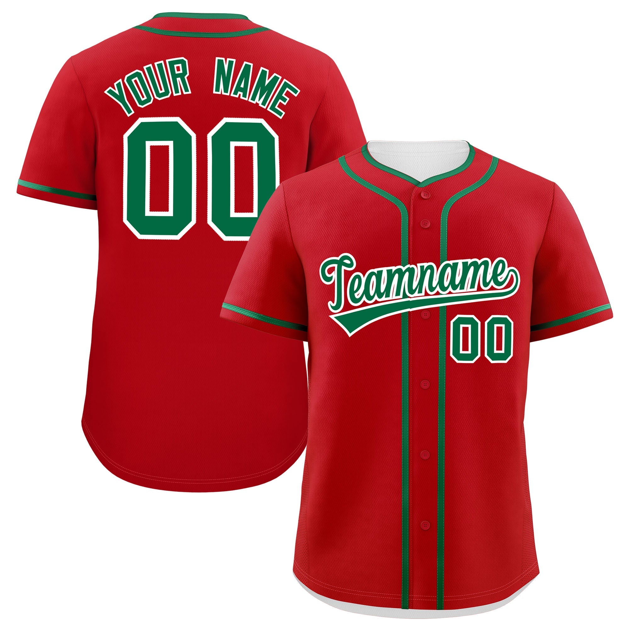 Custom Red Kelly Green Personalized Classic Authentic Baseball Jersey