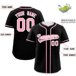 Custom Black Light Pink Personalized Classic Authentic Baseball Jersey