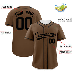 Custom Light Brown Black Personalized Classic Authentic Baseball Jersey