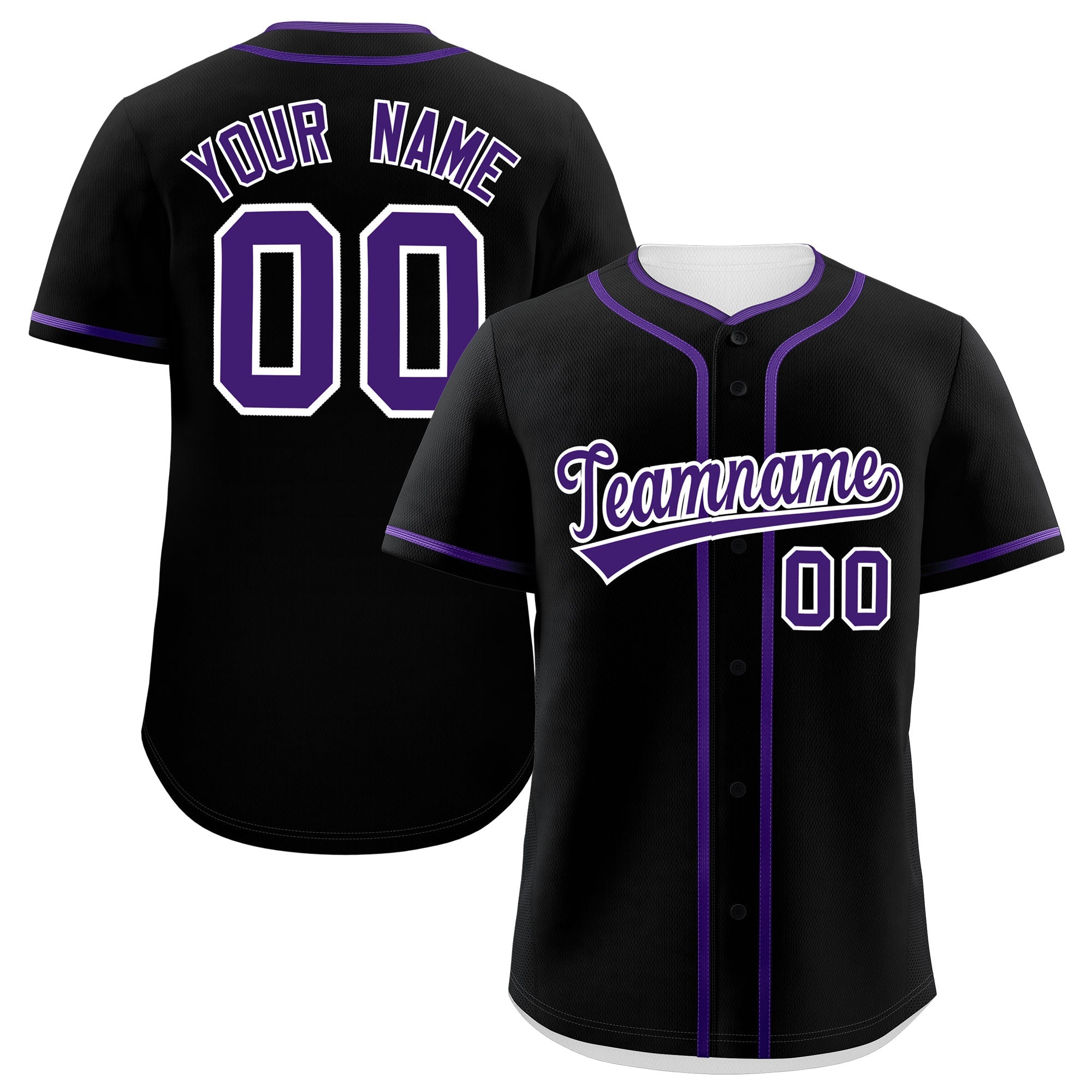 Custom Black Purple Personalized Classic Authentic Baseball Jersey