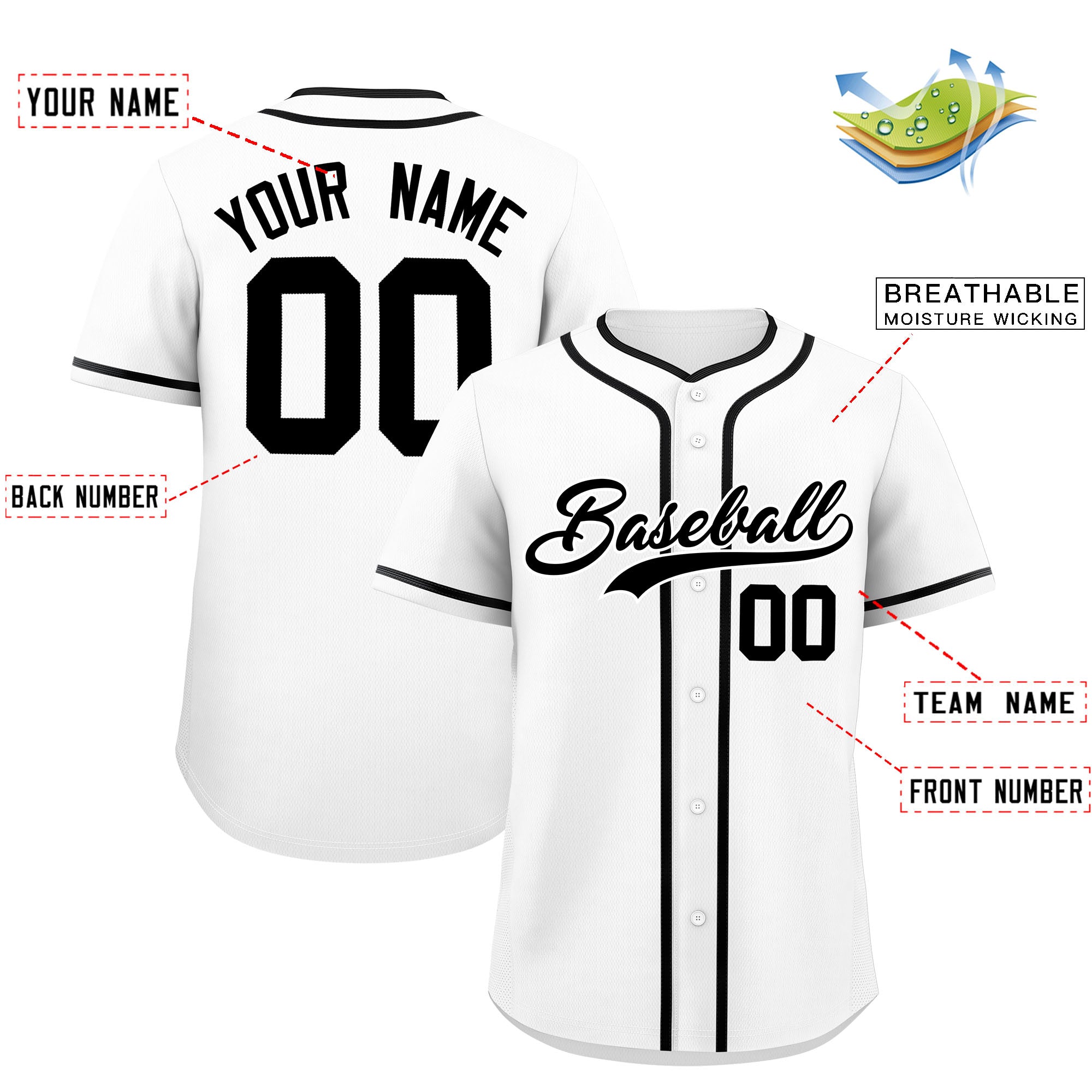 Custom White Black Personalized Classic Authentic Baseball Jersey