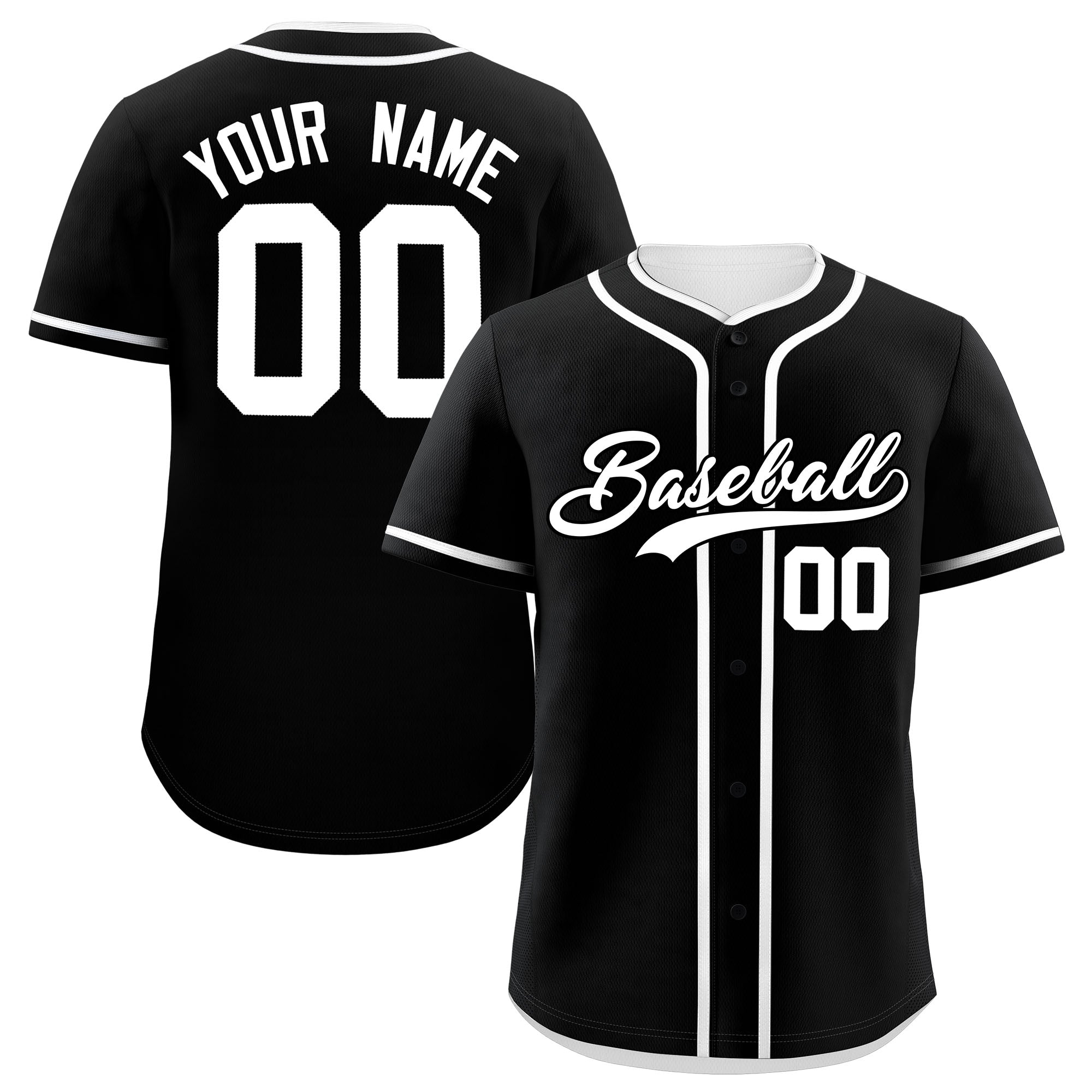 Custom Black White Personalized Classic Authentic Baseball Jersey