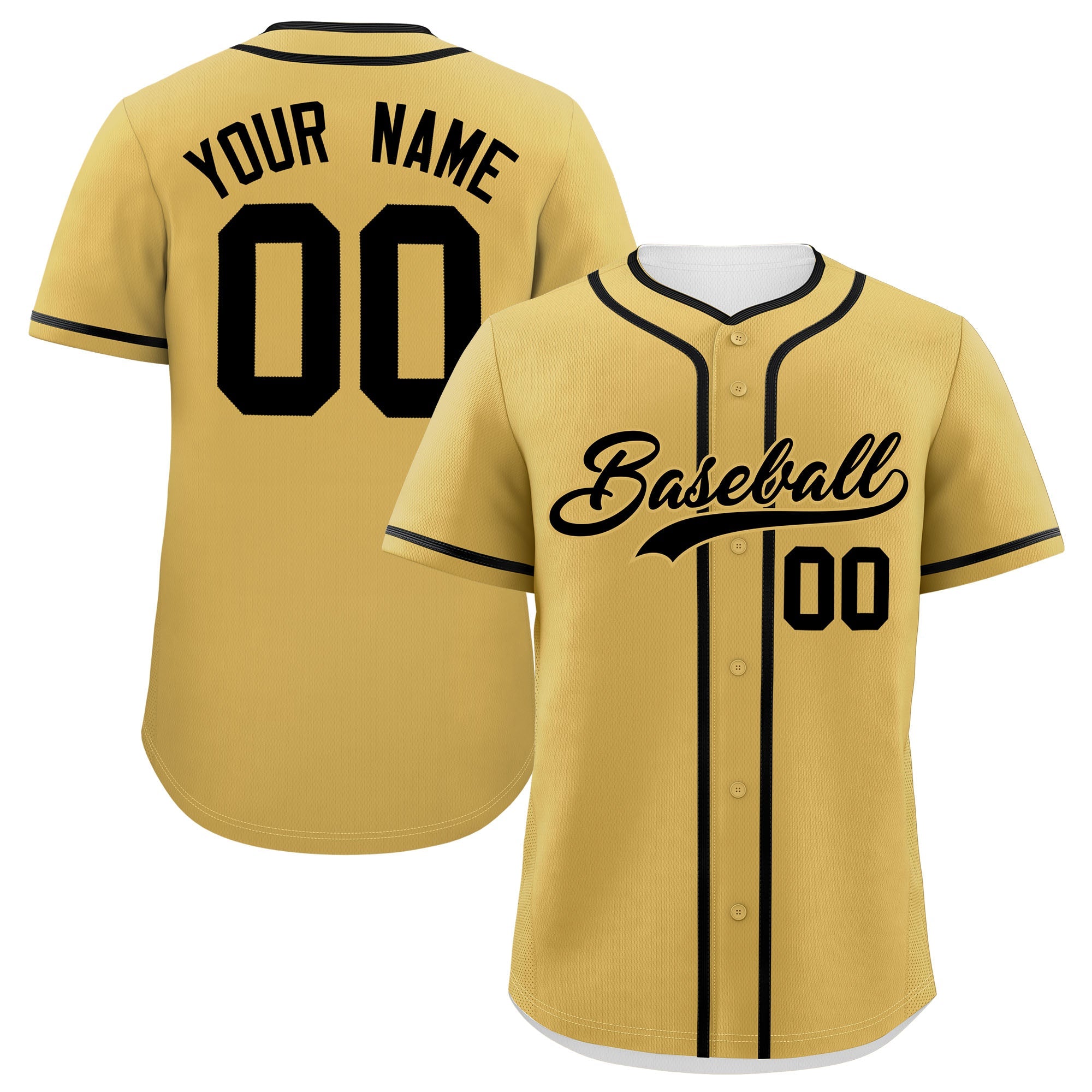 Custom Old Gold Black Personalized Classic Authentic Baseball Jersey