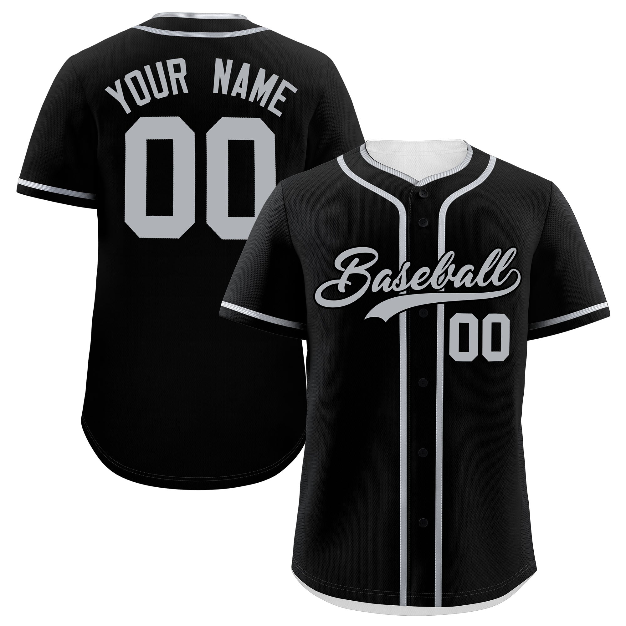 Custom Black Gray Personalized Classic Authentic Baseball Jersey