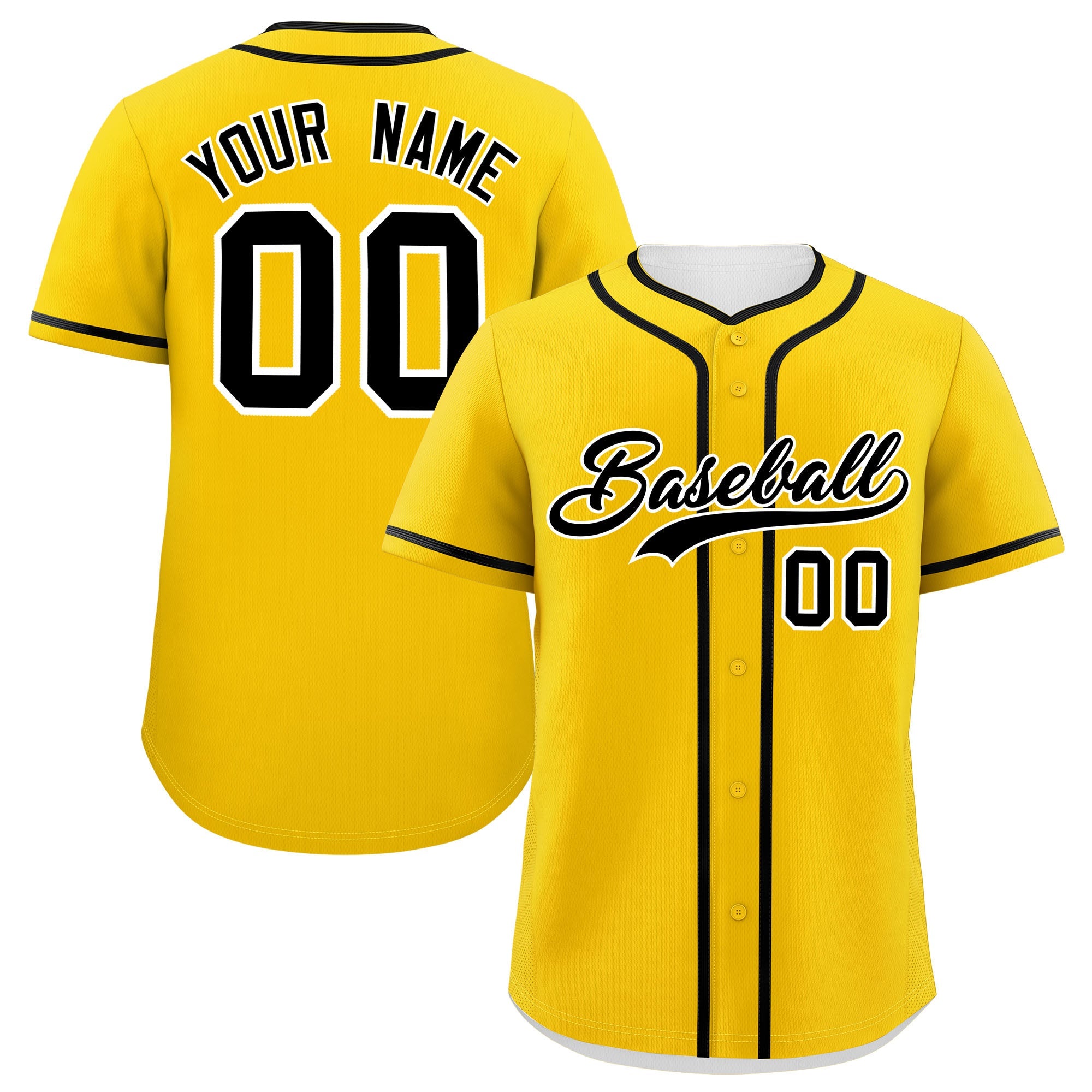 Custom Gold Black Personalized Classic Authentic Baseball Jersey