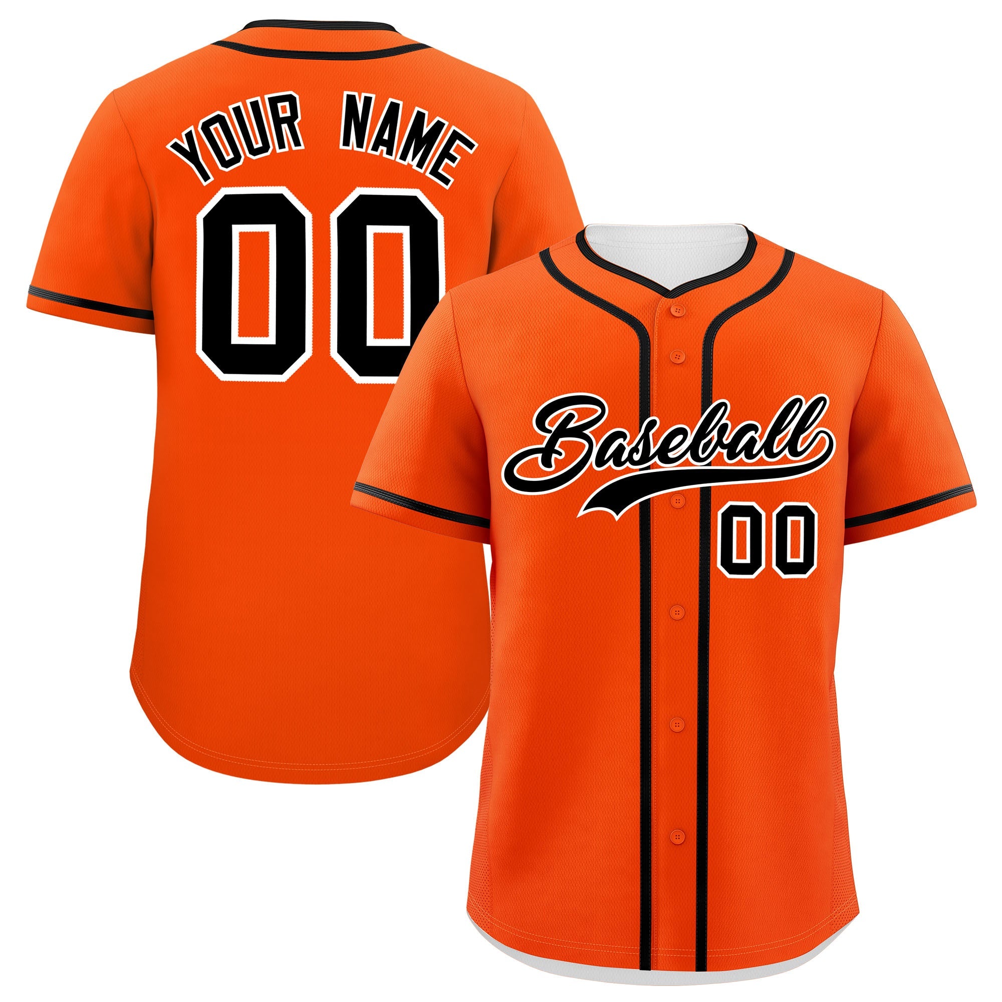 Custom Orange Black Personalized Classic Authentic Baseball Jersey