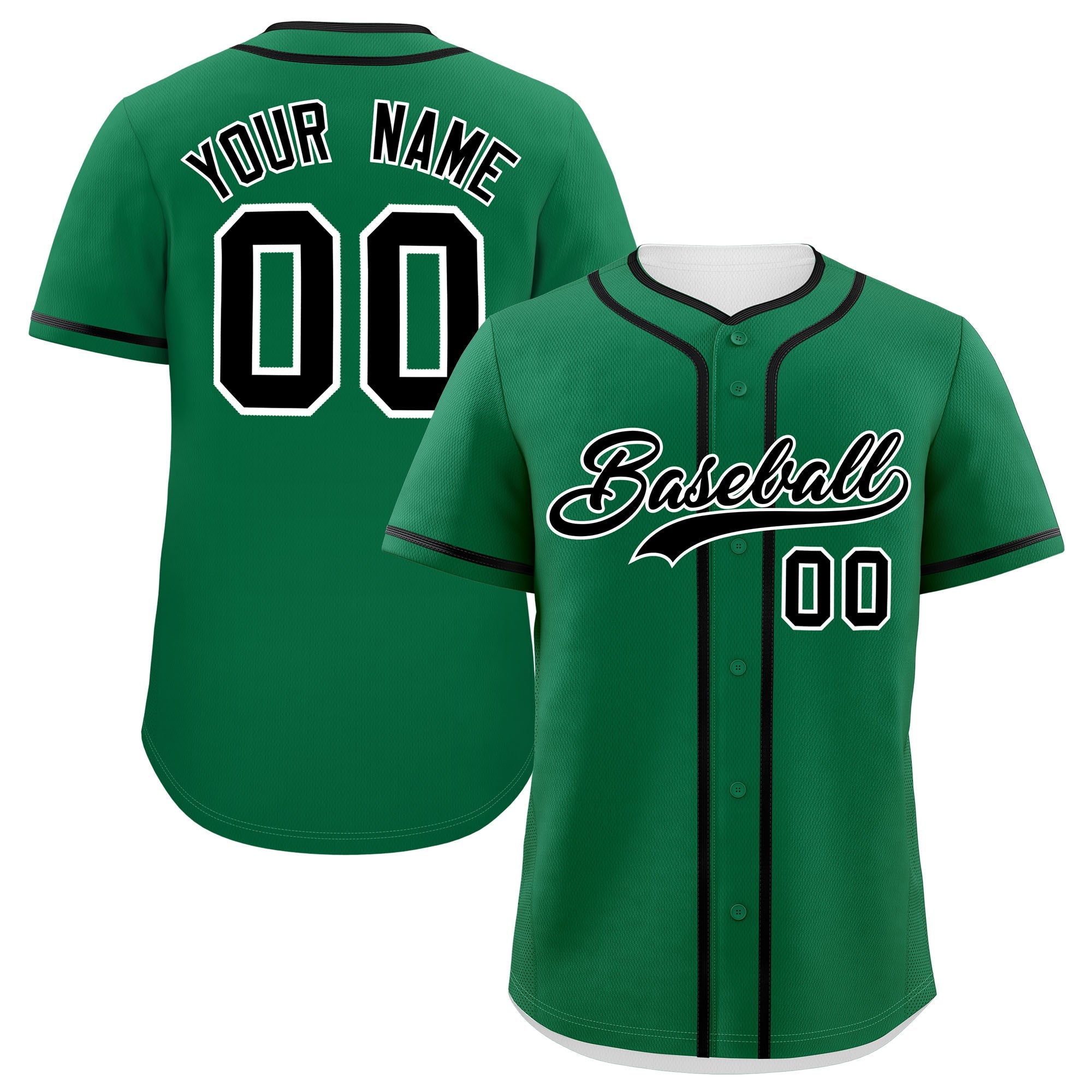 Custom Kelly Green Black Personalized Classic Authentic Baseball Jersey