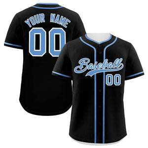 Custom Black Light Blue Personalized Classic Authentic Baseball Jersey