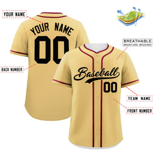 Custom Khaki Crimson Personalized Classic Authentic Baseball Jersey