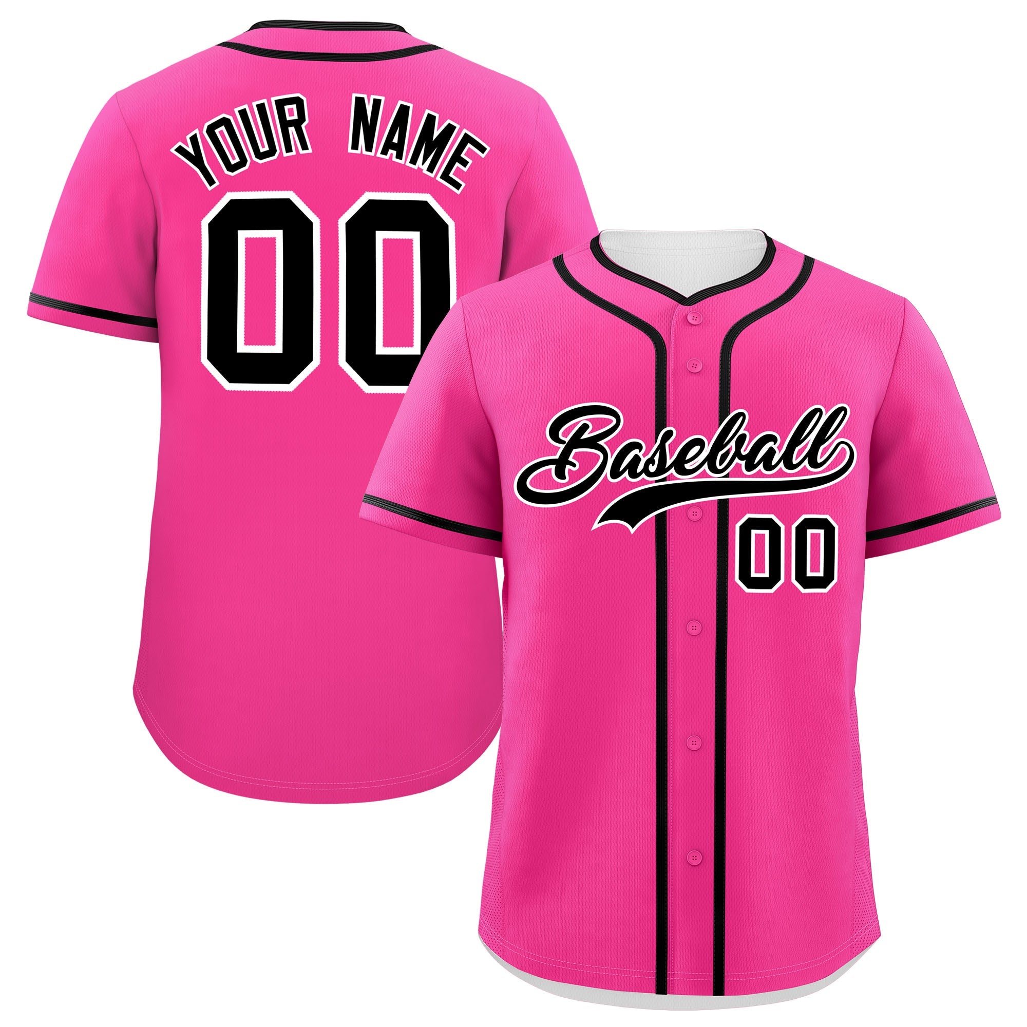 Custom Pink Black Personalized Classic Authentic Baseball Jersey