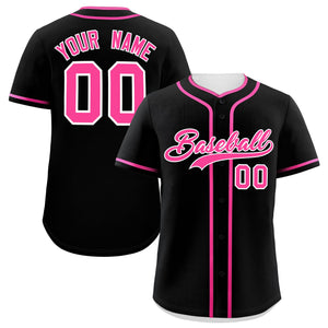 Custom Black Pink Personalized Classic Authentic Baseball Jersey