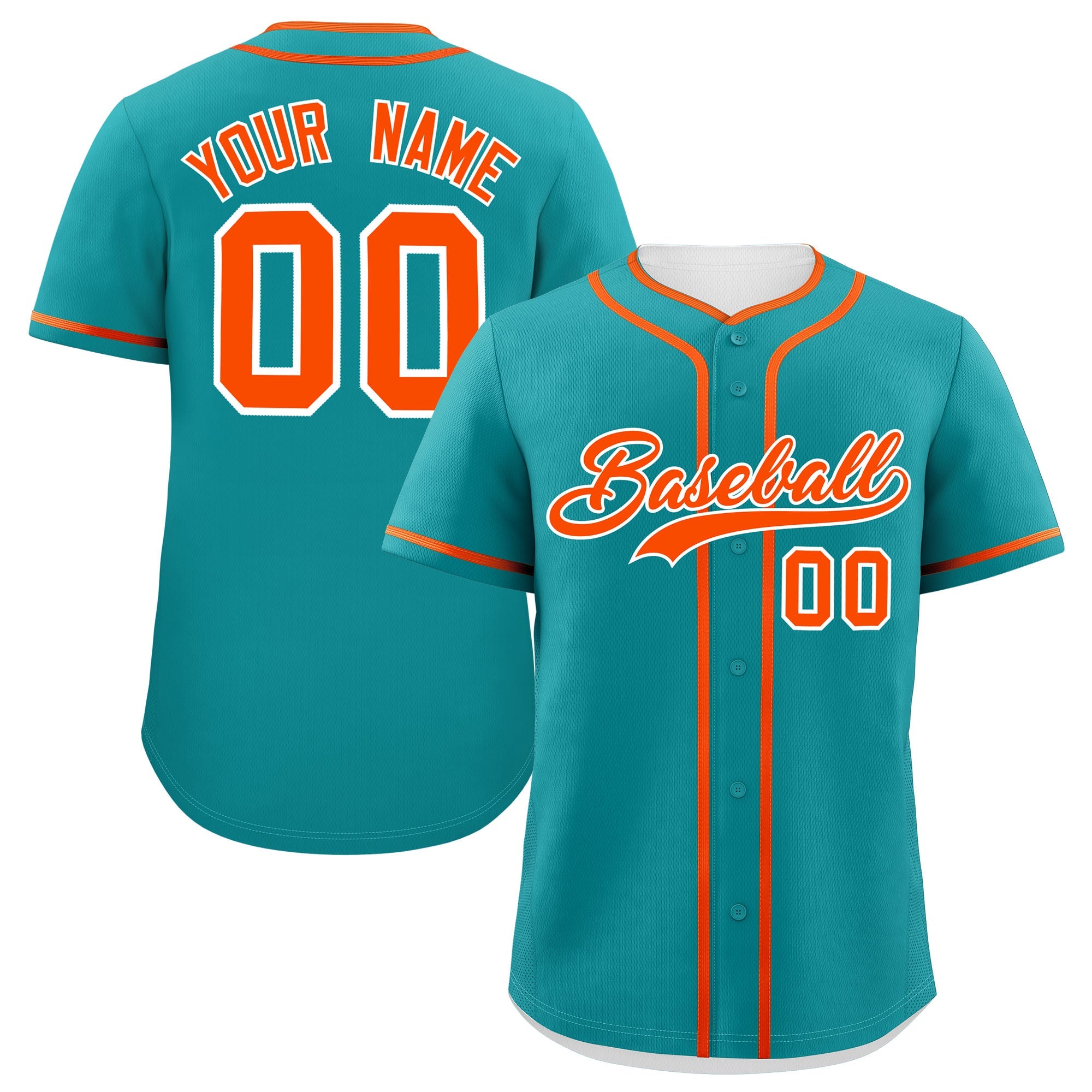 Custom Aqua Orange Personalized Classic Authentic Baseball Jersey