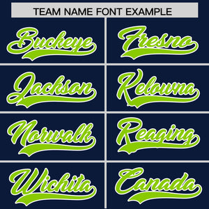 Custom Navy Neon Green Personalized Classic Authentic Baseball Jersey