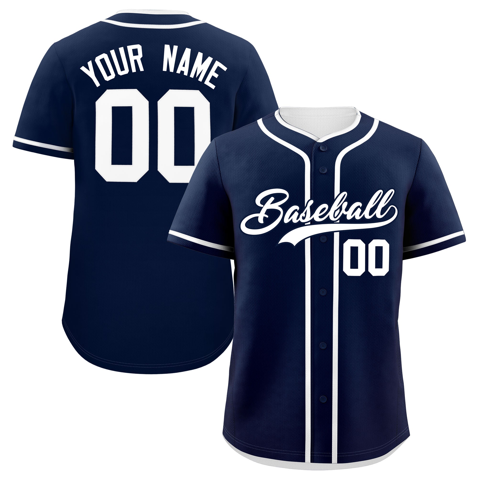 Custom Navy White Personalized Classic Authentic Baseball Jersey