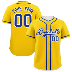 Custom Gold Royal Personalized Classic Authentic Baseball Jersey