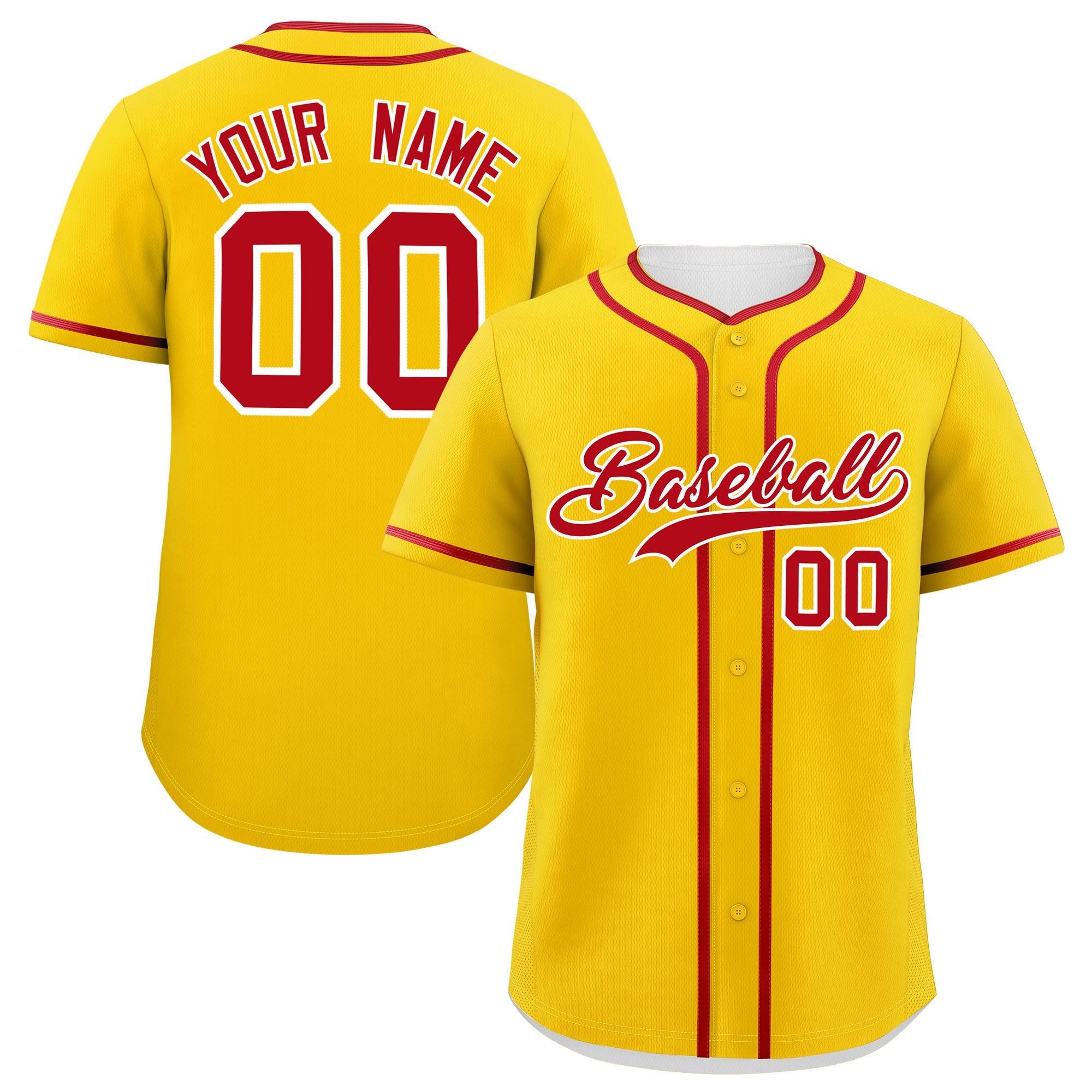 Custom Gold Red Personalized Classic Authentic Baseball Jersey