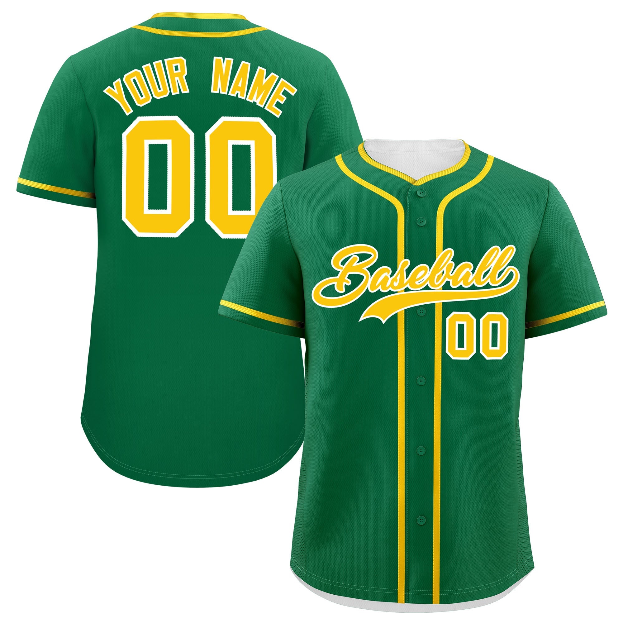 Custom Kelly Green Gold Personalized Classic Authentic Baseball Jersey