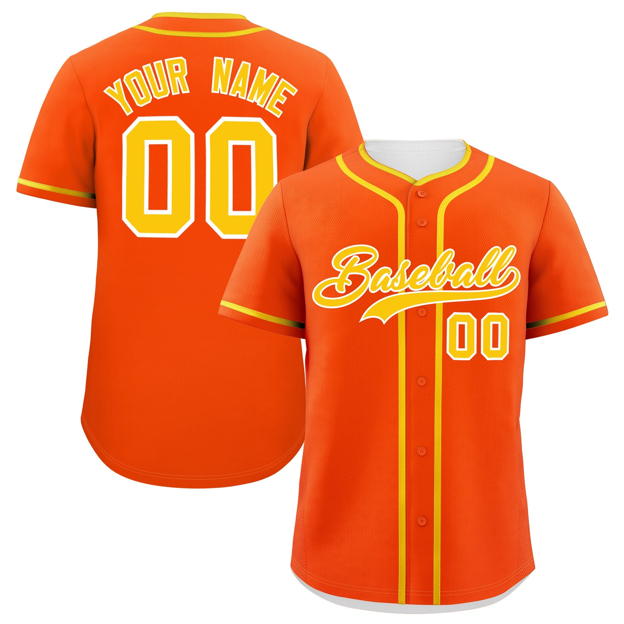 Custom Orange Gold Personalized Classic Authentic Baseball Jersey