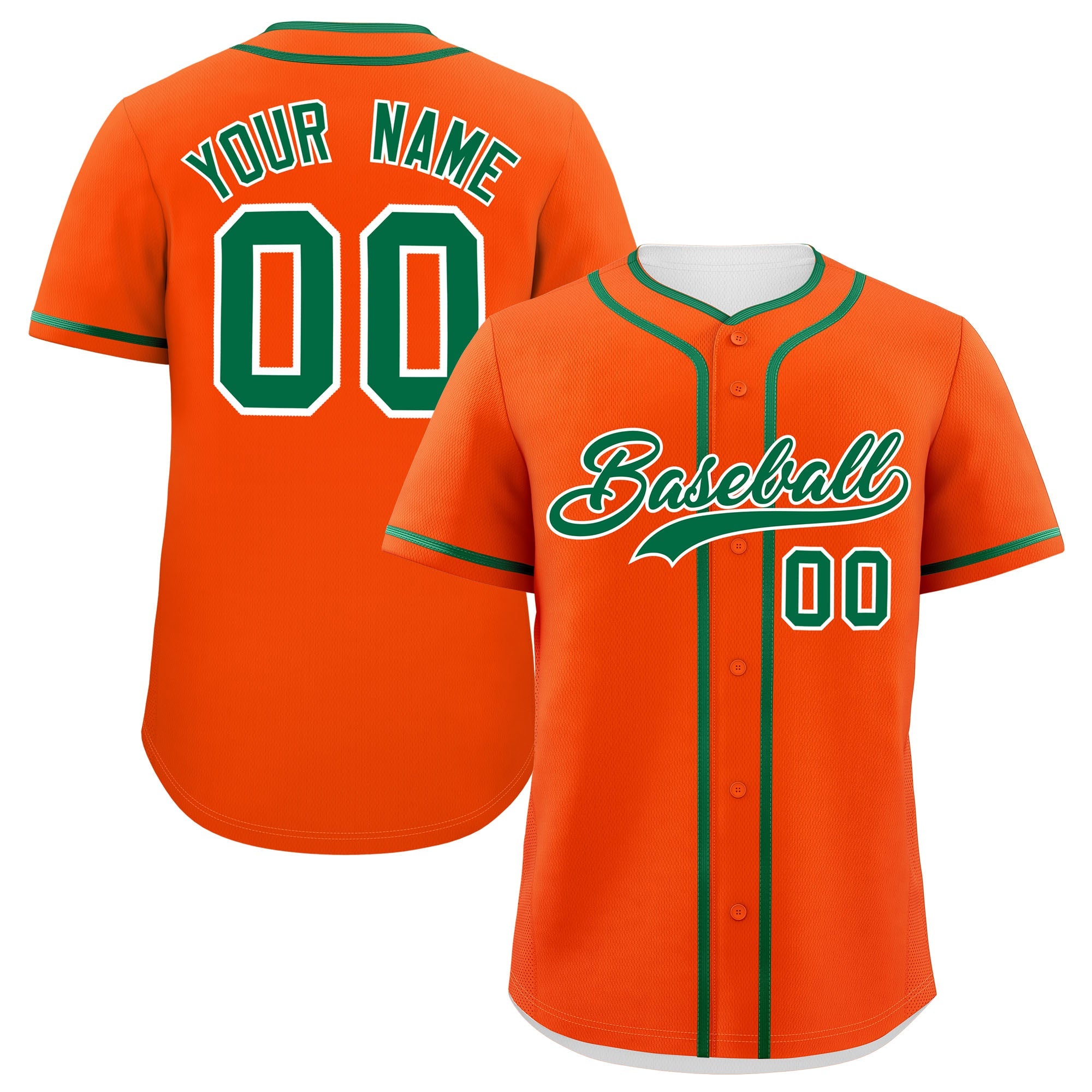 Custom Orange Kelly Green Personalized Classic Authentic Baseball Jersey