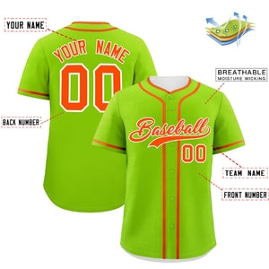 Custom Neon Green Orange Personalized Classic Authentic Baseball Jersey