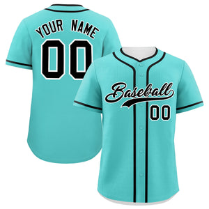 Custom Bright Green Black Personalized Classic Authentic Baseball Jersey