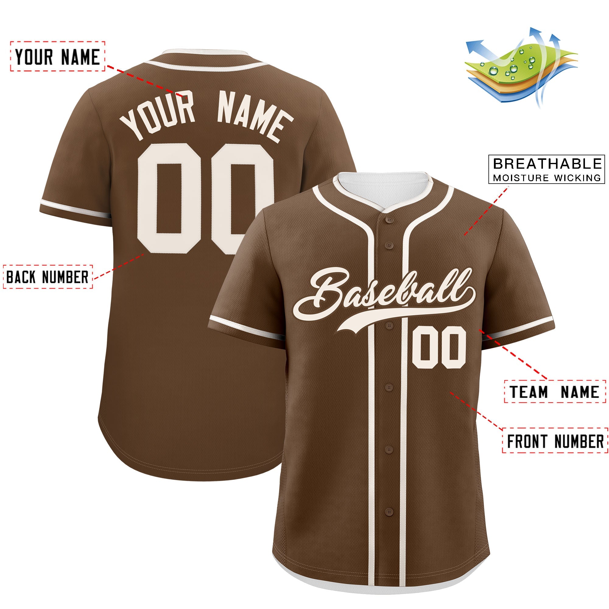 Custom Light Brown Cream Personalized Classic Authentic Baseball Jersey