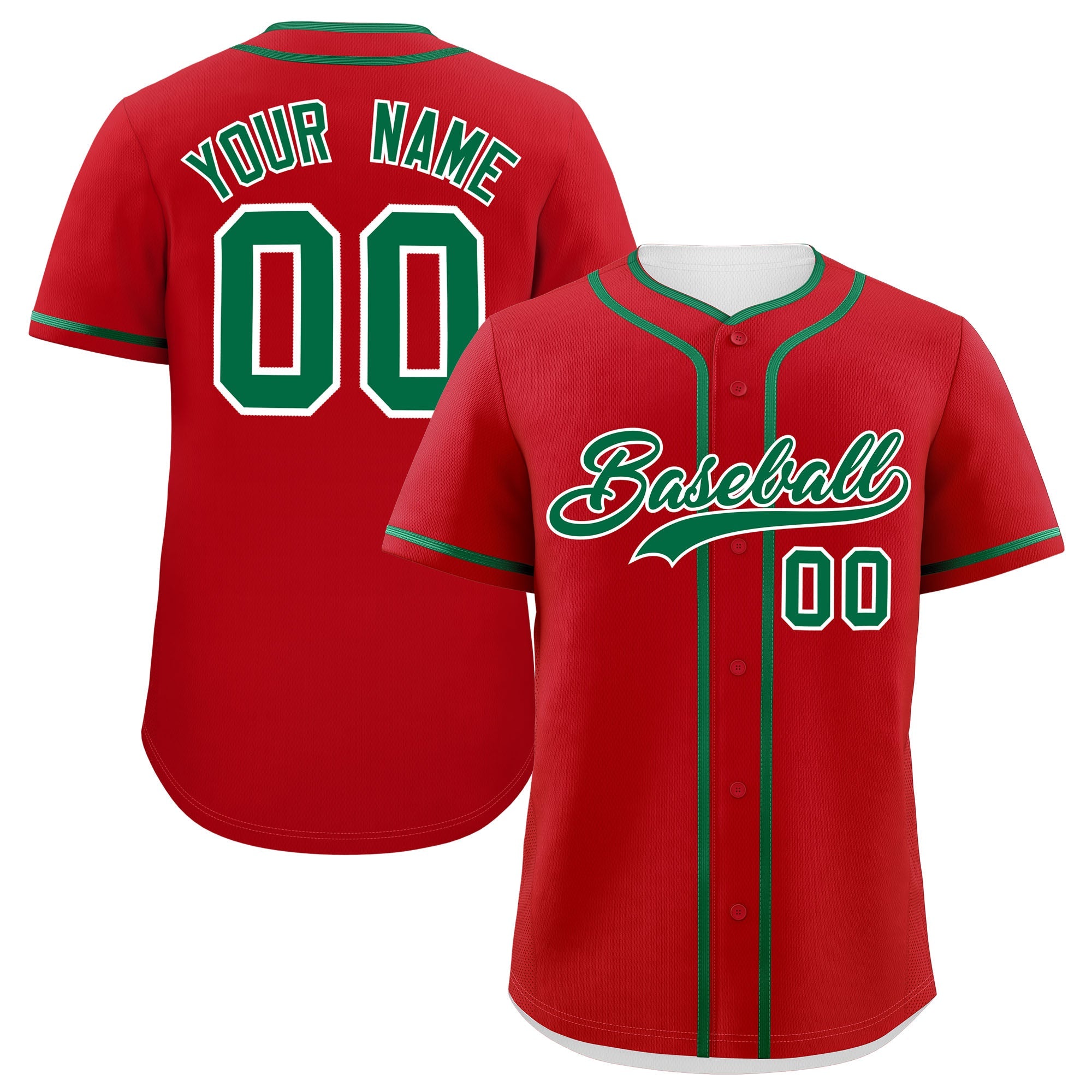 Custom Red Kelly Green Personalized Classic Authentic Baseball Jersey